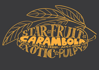 Carambola image composed of words (tag cloud)