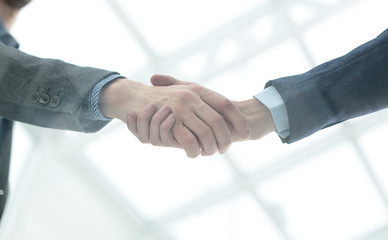 businessman shaking hands to seal a deal with his partner