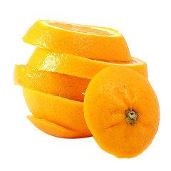 Fototapeta na wymiar Creative compose slide navel orange with white isolated background