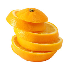 Fototapeta na wymiar Creative compose slide navel orange with white isolated background