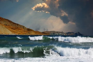 Waves of the Bay Provato. Eastern Crimea, near Koktebel