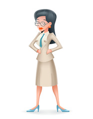 Realistic Vintage Businesswoman 3d Character Icon isolated Retro Cartoon Design Vector Illustration