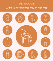 13 icons with different beer.