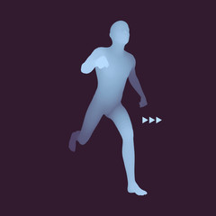 Fototapeta na wymiar 3d Running Man. Design for Sport. Vector Illustration. 