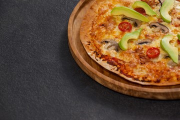 Delicious italian pizza served on pizza tray