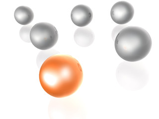 Orange and grey spheres