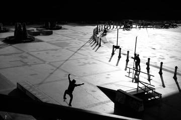 shadow of skateboard player