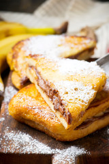Chocolate Peanut Butter Banana Stuffed French Toast