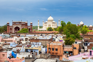 Agra downtown with Taj Mahal, India