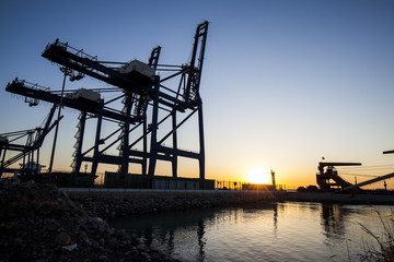 Fototapeta premium Container terminal in the evening