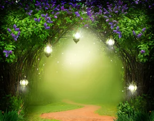  Fantasy  background . Magic forest with road. © Lilya