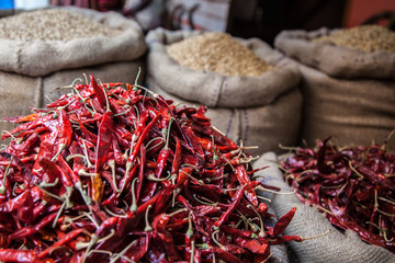 red chili pepper at farmer market - 136278055