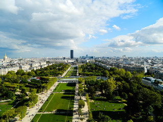 Beautiful panoramic view of Paris city in sunny weather
