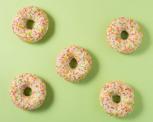 donuts on green background