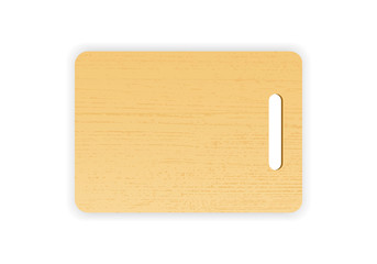 Wooden chopping or cutting board on white background. Vector illustration.