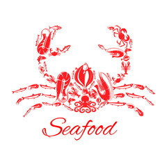 Seafood crab or lobster vector poster