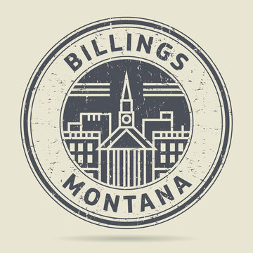 Grunge rubber stamp or label with text Billings, Montana