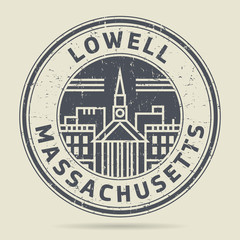 Grunge rubber stamp or label with text Lowell, Massachusetts