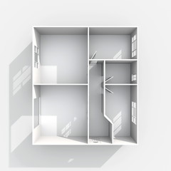 3d interior rendering of empty home apartment