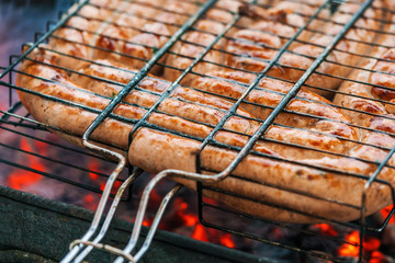 Sausages on the grill
