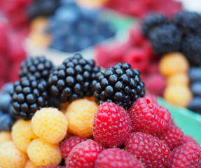 Fresh berries include  sweet raspberry and blackberry