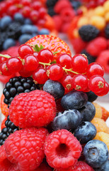 Fresh berries include  sweet strawberry, raspberry, blueberry, b