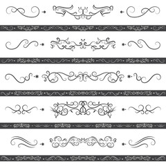 vector illustration set of border calligraphic and dividers decorative