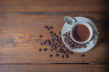 Coffee on wood Table Background