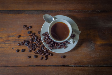 Coffee on wood Table Background