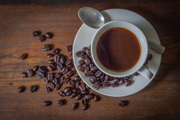 Coffee on wood Table Background