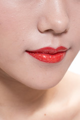 Naklejka premium facial makeup of young asian beautiful woman