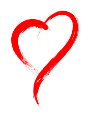 Vector Heart shape frame with brush painting isolated on white background