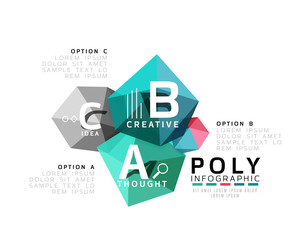 Vector colorful abstract low poly infographic background