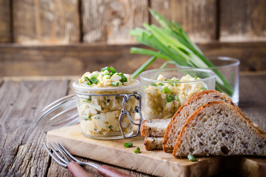 Egg dip sandwich with spring green onion