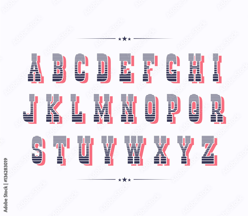 Fototapete serif bold two color retro font with red shadow.