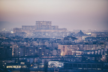 Fototapeta na wymiar Bucharest view at dusk