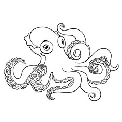 Lovely octopus contour line on white