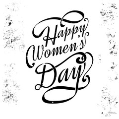 Fototapeta premium International womens day calligraph lettering, black on white with grunge texture