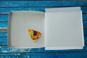 One slice of italian pizza served in a opened box