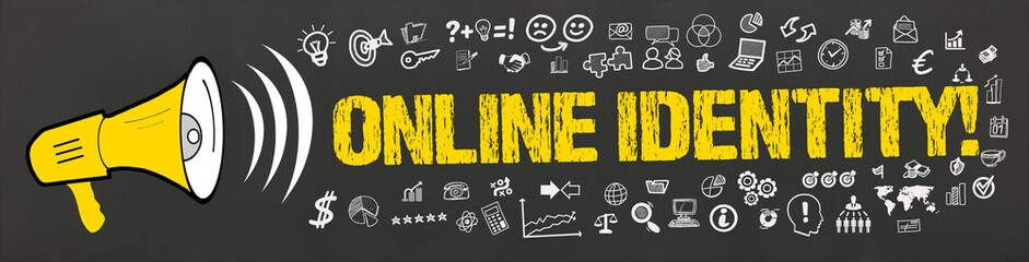 Online Identity! / Megafon mit Symbole
