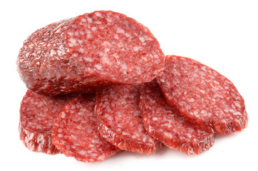 Salami on white background