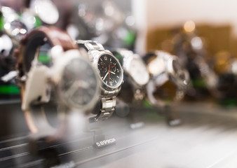 Watches in a luxury store