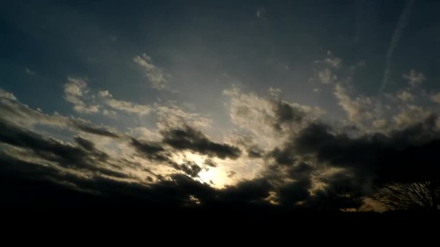 インターバル撮影による夕暮れの雲の流れ