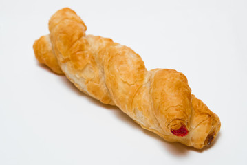 Jam filled sweet bun isolated on white background