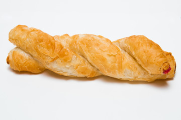 Jam filled sweet bun isolated on white background