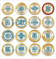 Premium and luxury golden retro badges and labels collection