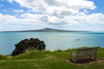 An Old Bench at Look Out Spot on North Head Auckland New Zealand