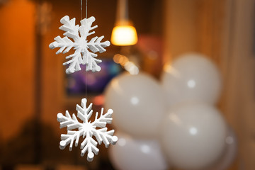 Beautiful decorative snowflakes of styrofoam