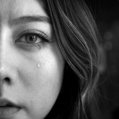 (Black and white) beauty girl cry ,Upset, women crying Sad
