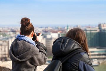 Female tourists in Budapest